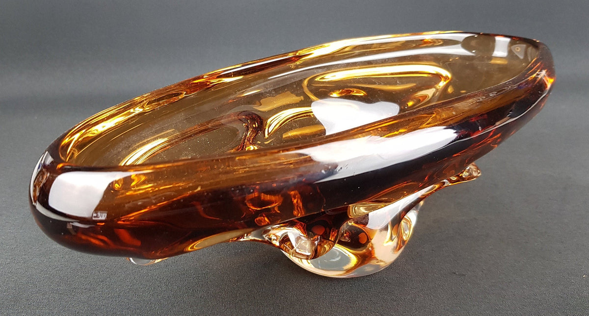 Vintage JAN BERANEK Glass Bowl from Czech Slovakia 1960s