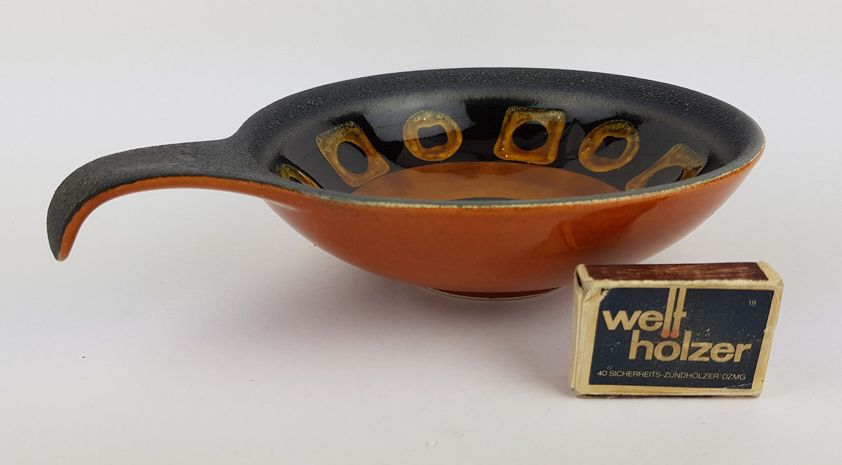 Vintage DÜMLER & BREIDEN Brown Fat Lava Ceramic Bowl 206/18, West German Pottery 1970s