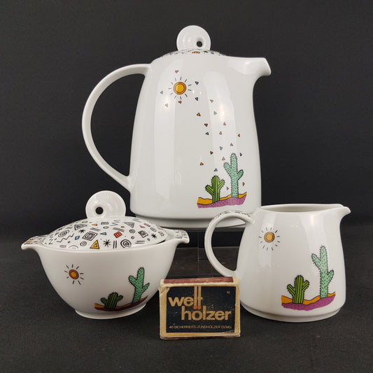 Vintage WINTERLING BAVARIA Porcelain Coffee Set with TEQUILA decor Germany 1980s