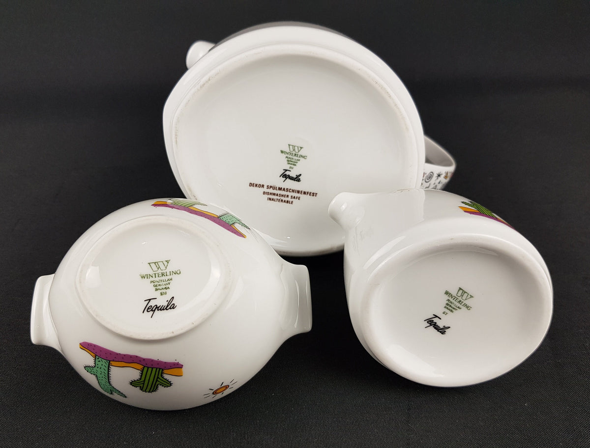 Vintage WINTERLING BAVARIA Porcelain Coffee Set with TEQUILA decor Germany 1980s