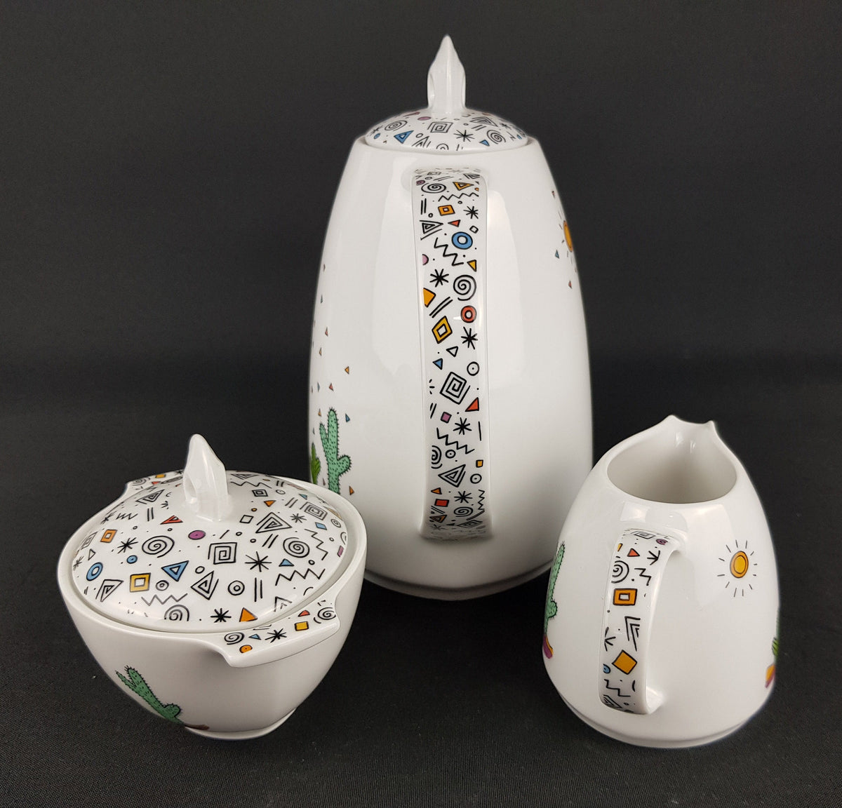 Vintage WINTERLING BAVARIA Porcelain Coffee Set with TEQUILA decor Germany 1980s