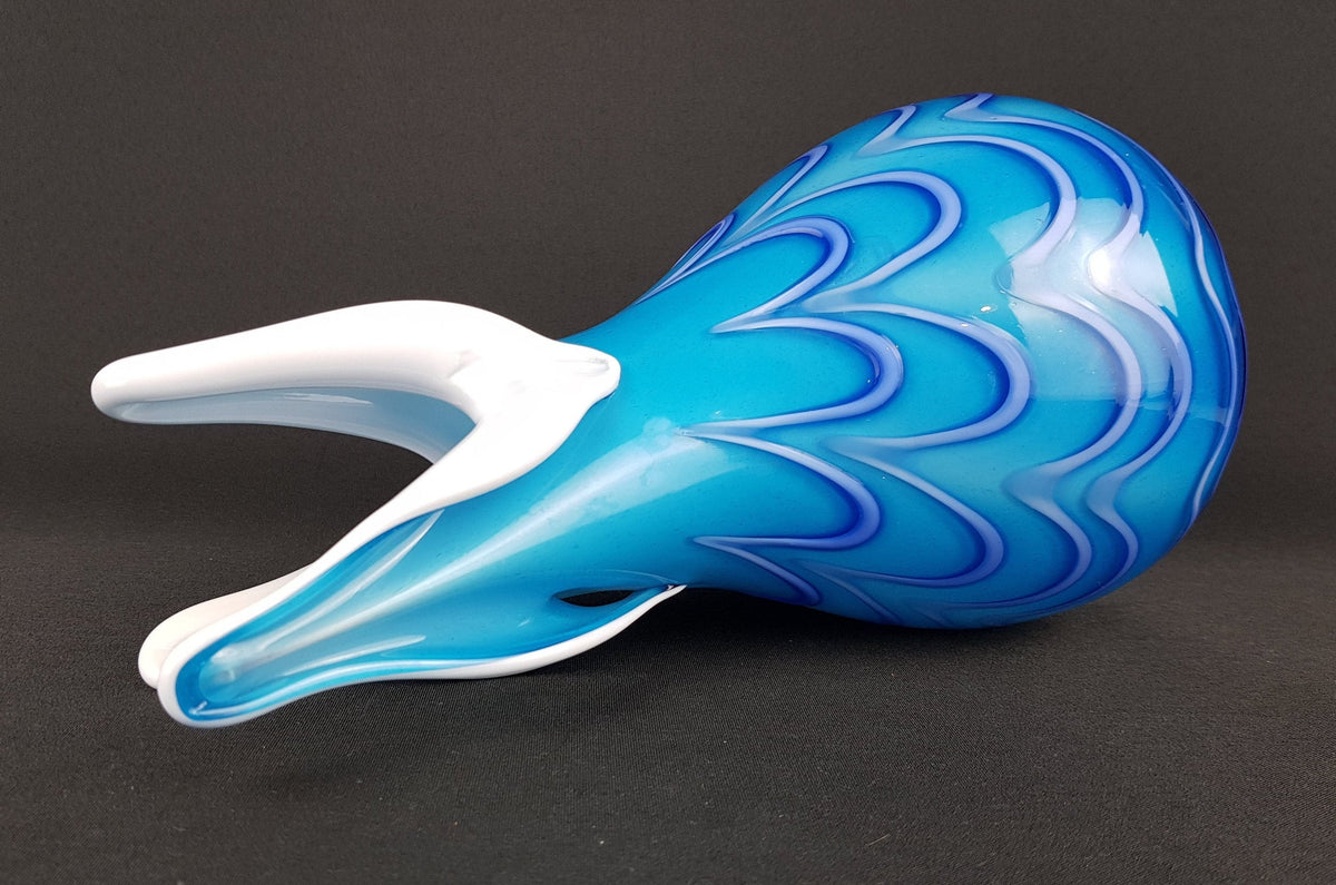 Vintage FAZZALETTO Blue Glass Art MURANO Vase Italian Art 1970s