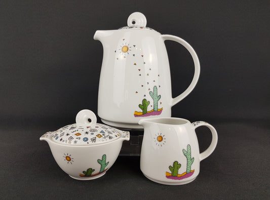 Vintage WINTERLING BAVARIA Porcelain Coffee Set with TEQUILA decor Germany 1980s
