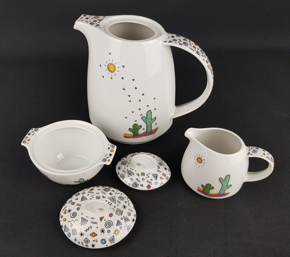 Vintage WINTERLING BAVARIA Porcelain Coffee Set with TEQUILA decor Germany 1980s