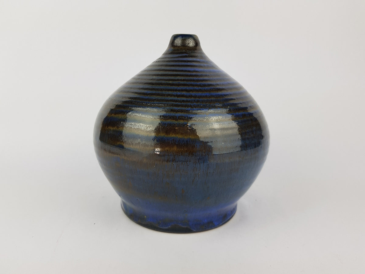 Vintage Studio Art Pottery Stylish Blue Design Vase by HELMA KLETT 1950-60 West Germany