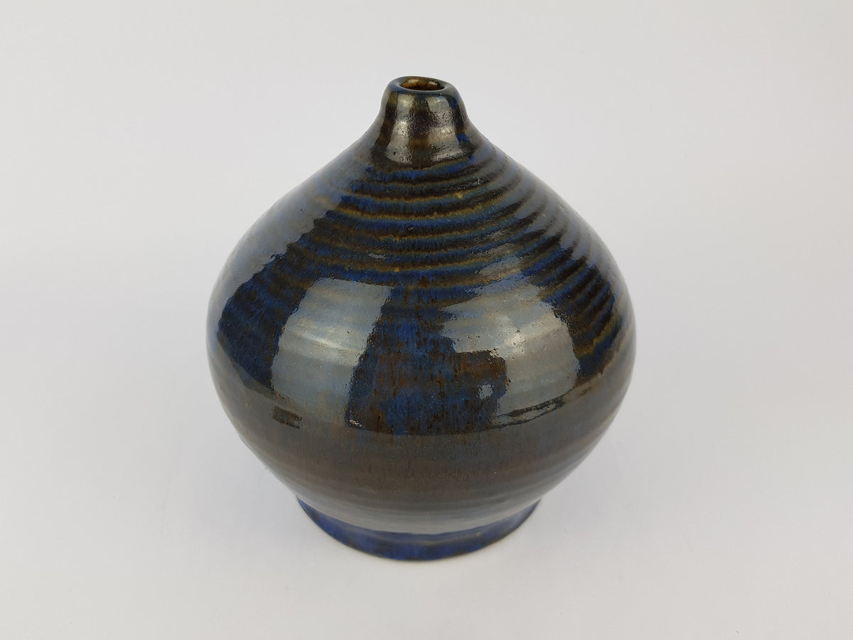 Vintage Studio Art Pottery Stylish Blue Design Vase by HELMA KLETT 1950-60 West Germany