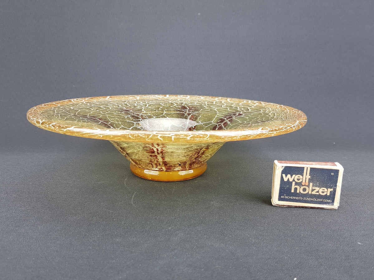 Vintage Art Deco WMF IKORA Yellow Brown Glass Bowl by Karl Wiedmann 1930