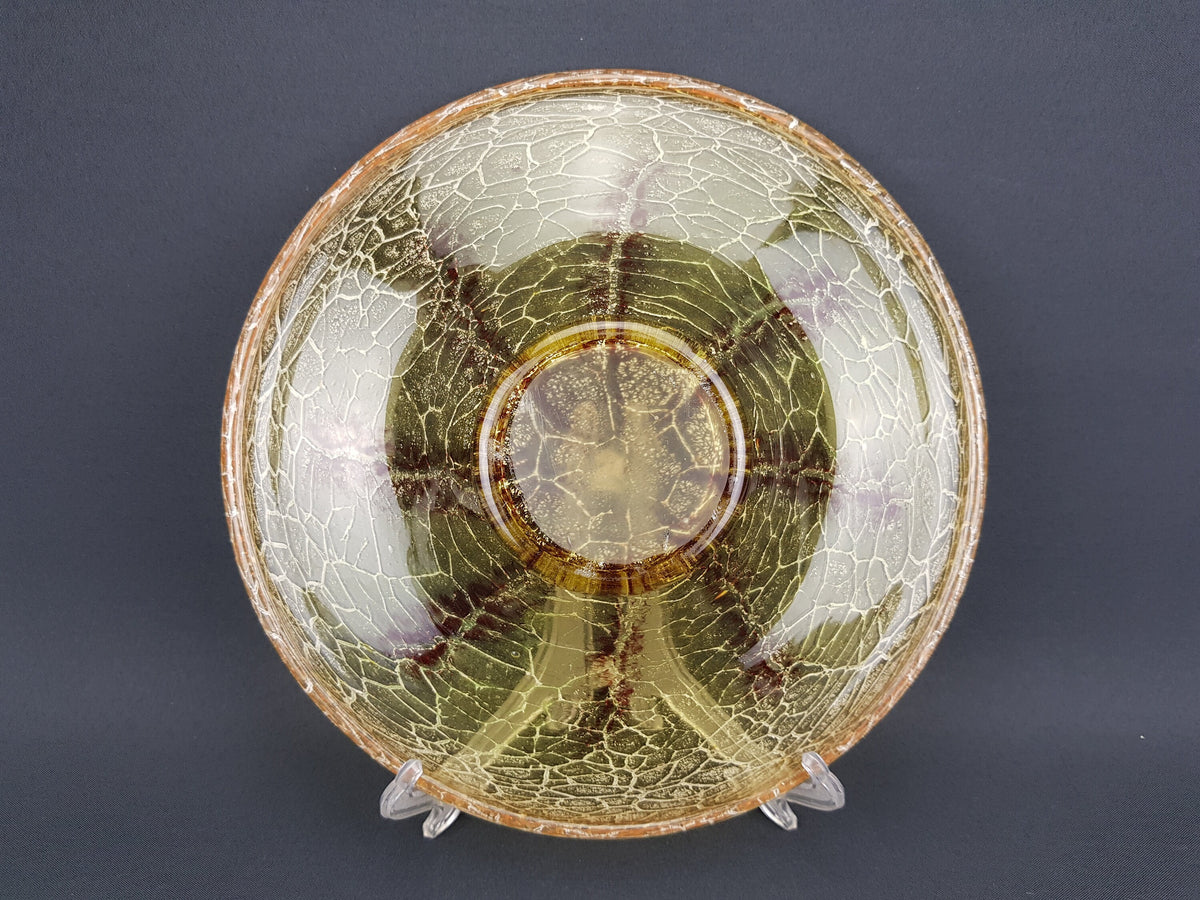 Vintage Art Deco WMF IKORA Yellow Brown Glass Bowl by Karl Wiedmann 1930