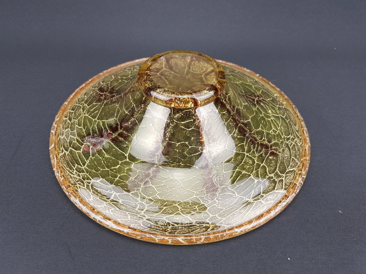 Vintage Art Deco WMF IKORA Yellow Brown Glass Bowl by Karl Wiedmann 1930