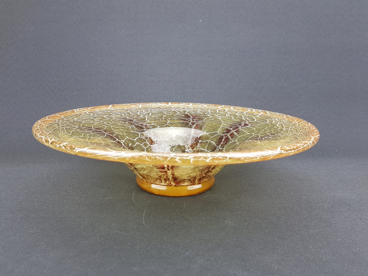 Vintage Art Deco WMF IKORA Yellow Brown Glass Bowl by Karl Wiedmann 1930
