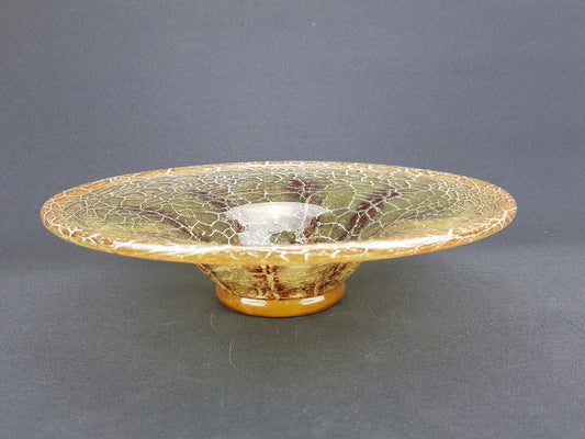 Vintage Art Deco WMF IKORA Yellow Brown Glass Bowl by Karl Wiedmann 1930