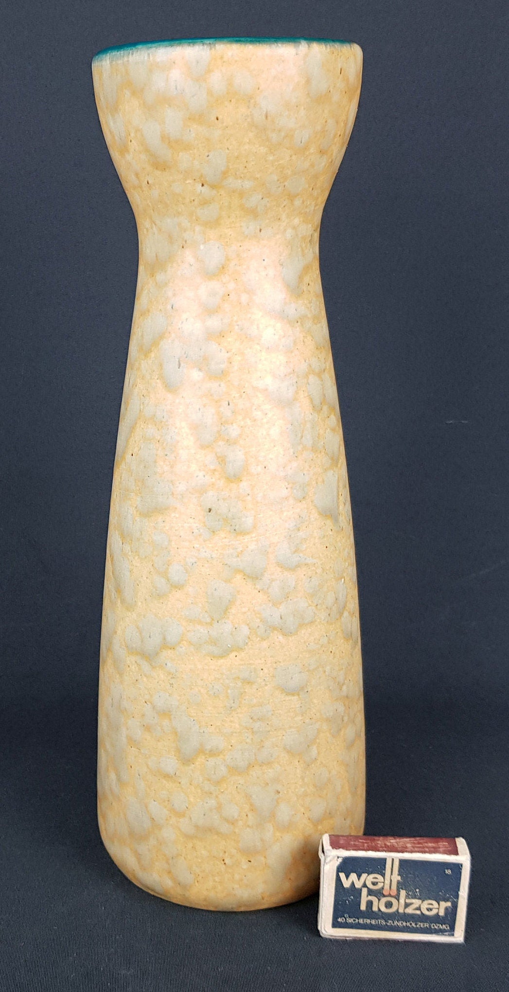 Vintage 1970s SCHEURICH KERAMIK Yellow Fat Lava Diabolo Vase 520-32 West German Pottery