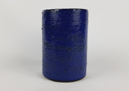 Vintage STUDIO ART POTTERY Blue Cylinder Design Vase