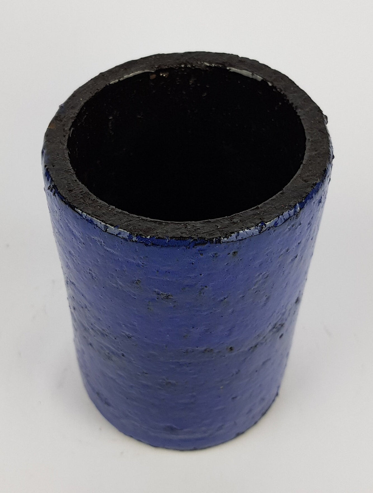 Vintage STUDIO ART POTTERY Blue Cylinder Design Vase