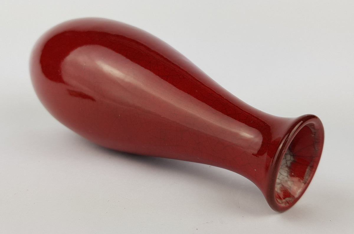 Vintage MARIA LAACH ABBEY | Red Craquelé Vase| Karlsruher Majolika | West German Pottery 1950-60's