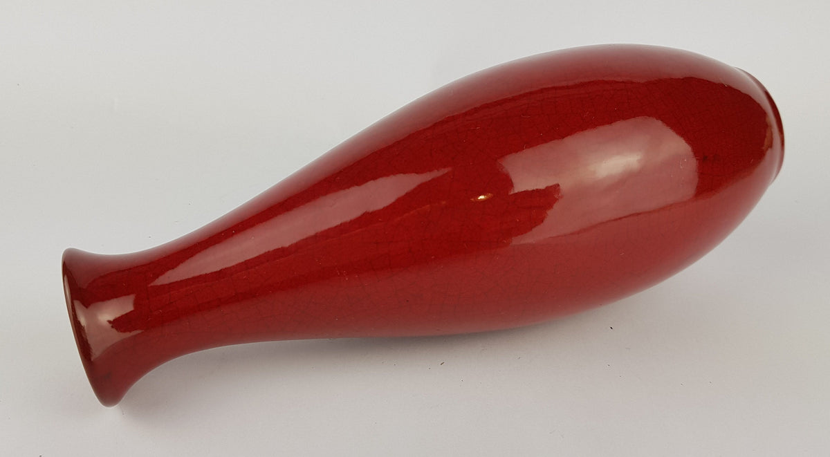 Vintage MARIA LAACH ABBEY | Red Craquelé Vase| Karlsruher Majolika | West German Pottery 1950-60's