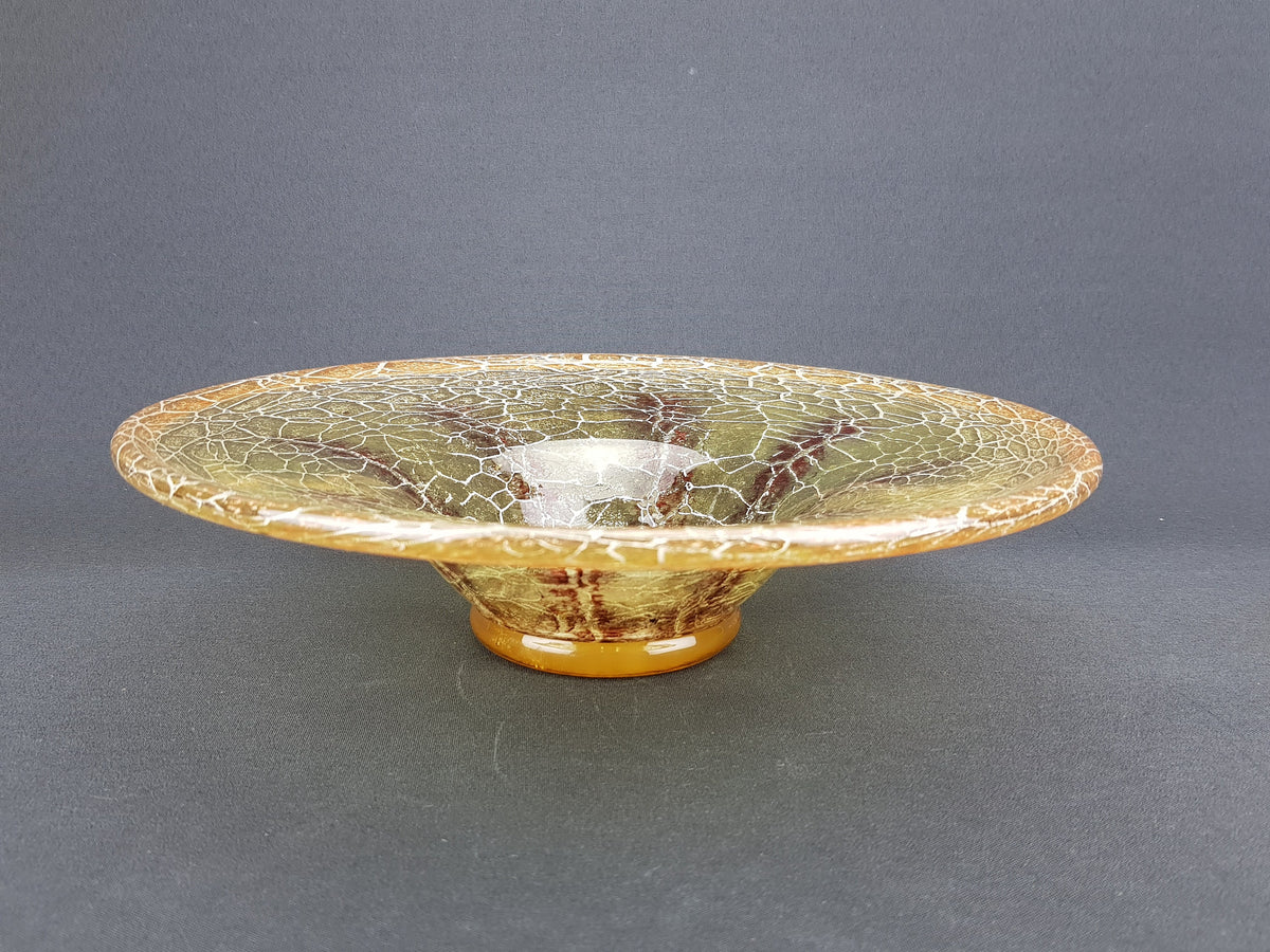 Vintage Art Deco WMF IKORA Yellow Brown Glass Bowl by Karl Wiedmann 1930