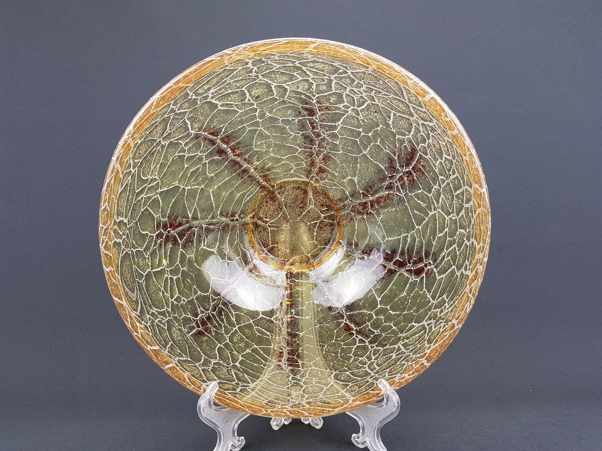 Vintage Art Deco WMF IKORA Yellow Brown Glass Bowl by Karl Wiedmann 1930