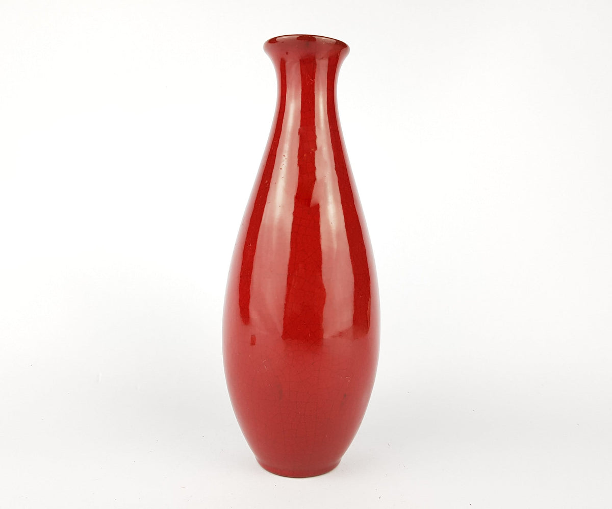Vintage MARIA LAACH ABBEY | Red Craquelé Vase| Karlsruher Majolika | West German Pottery 1950-60's