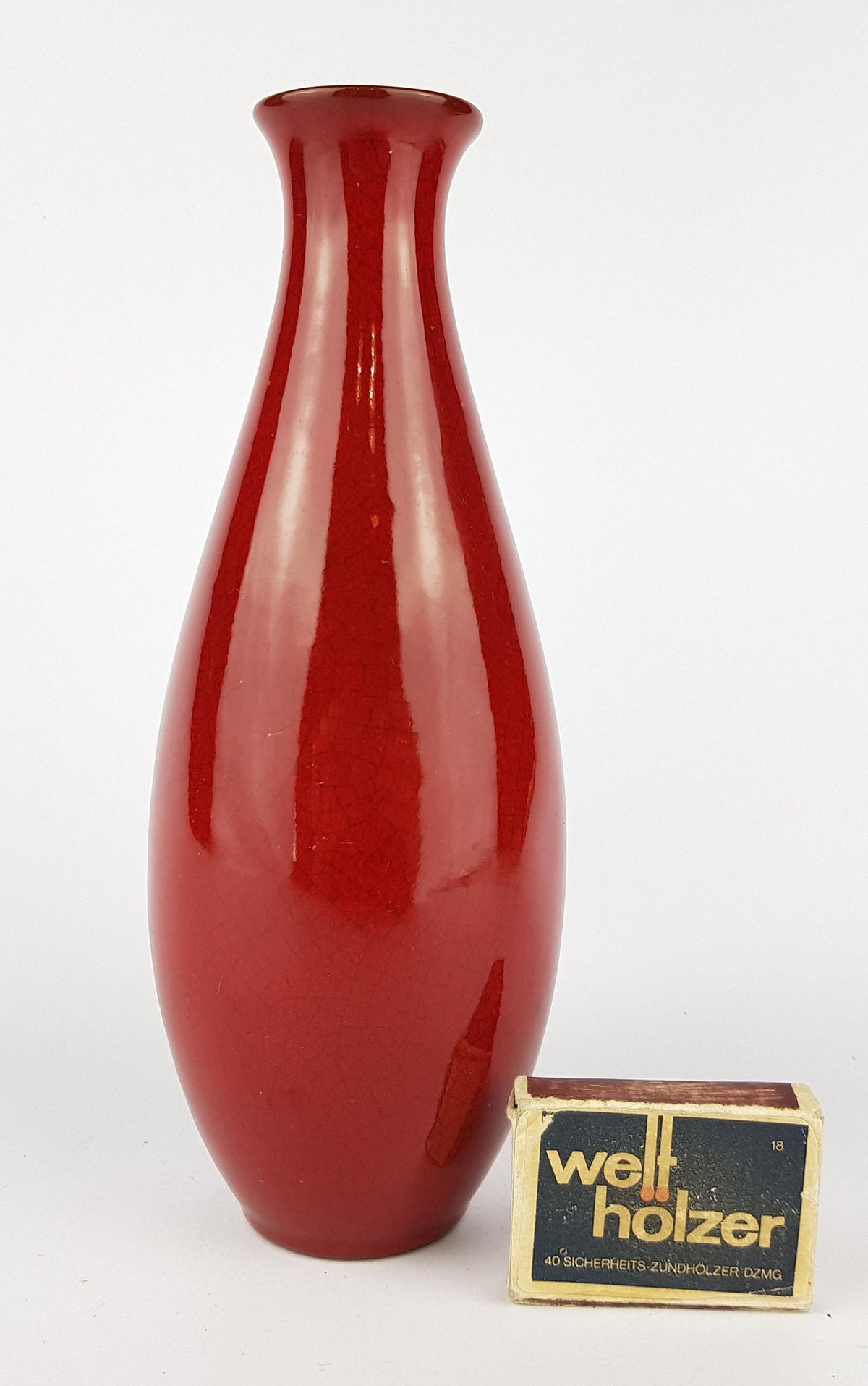 Vintage MARIA LAACH ABBEY | Red Craquelé Vase| Karlsruher Majolika | West German Pottery 1950-60's
