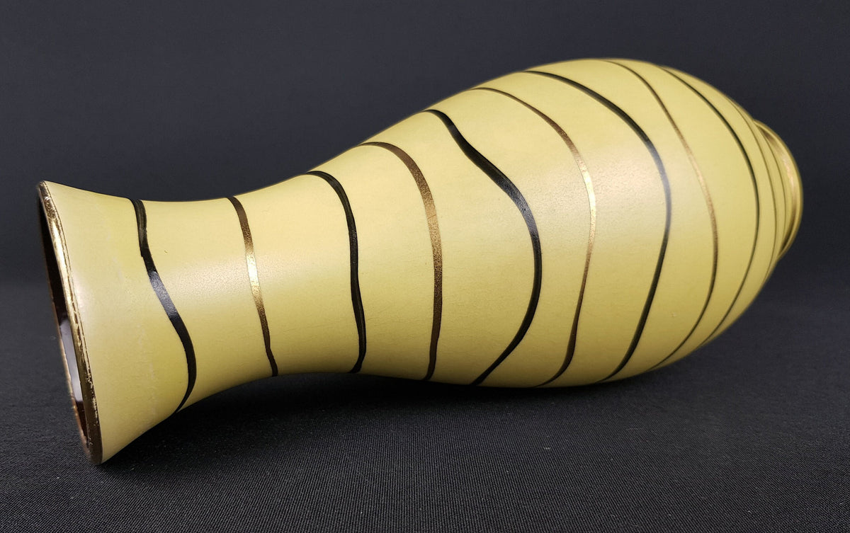 Vintage MARZI und REMY Stylish Matt Yellow Vase with Rio decor West German Pottery 1959