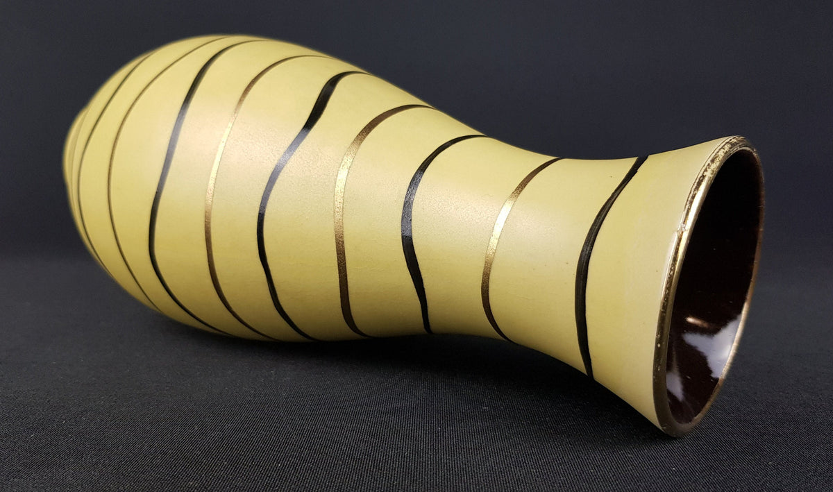 Vintage MARZI und REMY Stylish Matt Yellow Vase with Rio decor West German Pottery 1959