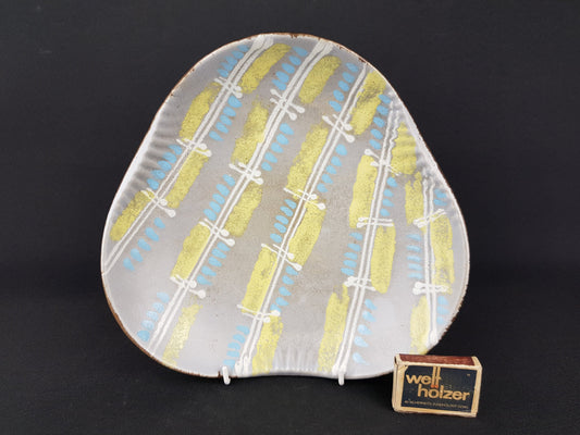 Vintage Baby Blue and Yellow Bowl By CARSTENS Keramik West German Pottery 1025 24 1950s