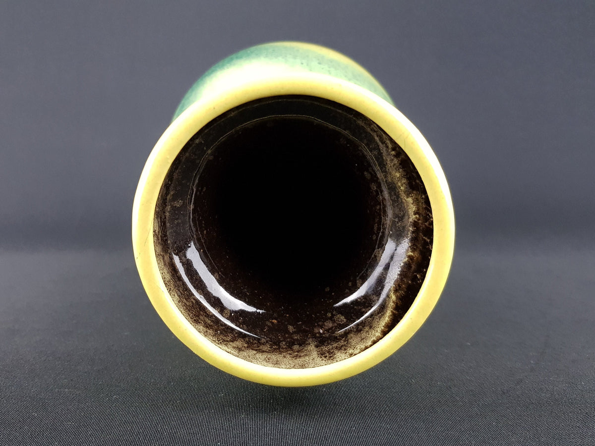 Vintage DÜMLER & BREIDEN Keramik Yellow Vase With Green Spritz decor 464 32 West German Pottery 1960s 1970s
