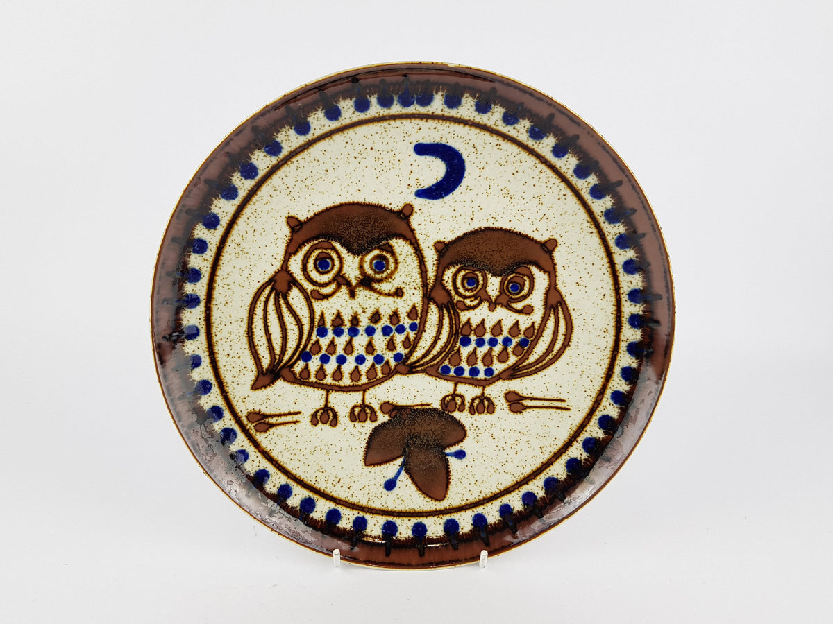 Vintage Topferei MASSEMUHLE Neustadt/Coburg Wall plate With Owl Decor by EUGEN WAGNER West German Pottery 1960s 1970s