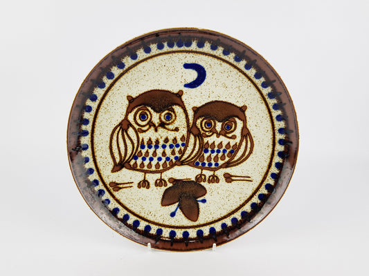 Vintage Topferei MASSEMUHLE Neustadt/Coburg Wall plate With Owl Decor by EUGEN WAGNER West German Pottery 1960s 1970s