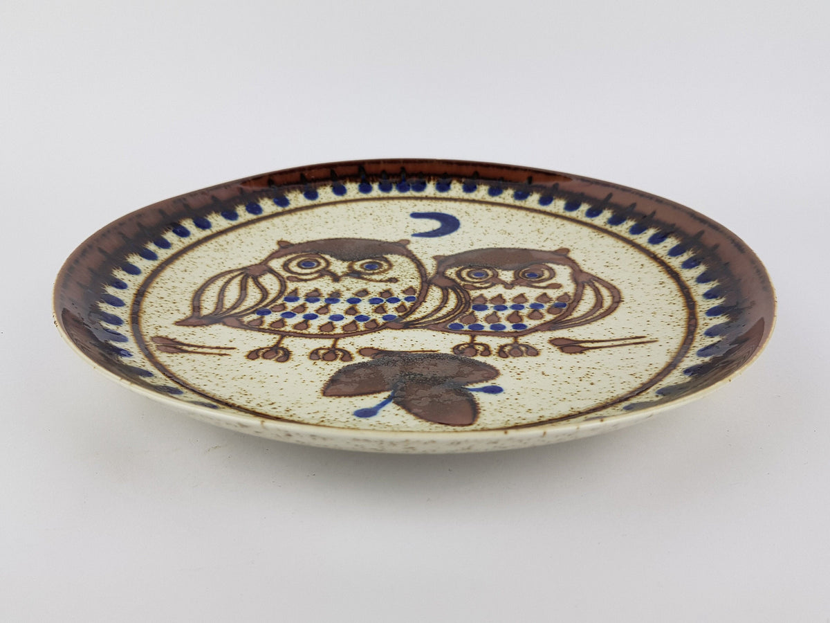 Vintage Topferei MASSEMUHLE Neustadt/Coburg Wall plate With Owl Decor by EUGEN WAGNER West German Pottery 1960s 1970s