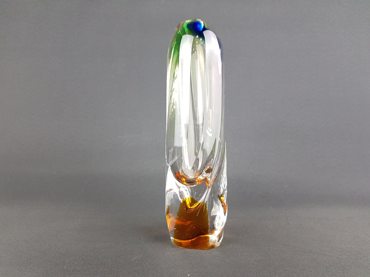 Vintage Rare JOSEF HOSPODKA Bullet Vase Novy Bor Borocrystal Bohemian Czech Twisted Glass 1960s Czechoslovakia