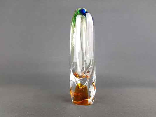 Vintage Rare JOSEF HOSPODKA Bullet Vase Novy Bor Borocrystal Bohemian Czech Twisted Glass 1960s Czechoslovakia