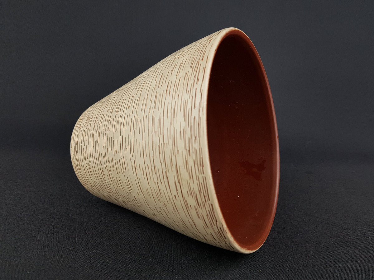 Vintage UBELACKER (Ü-KERAMIK) Beige and Brown Planter Flower Pot 115 West German Pottery 1950s