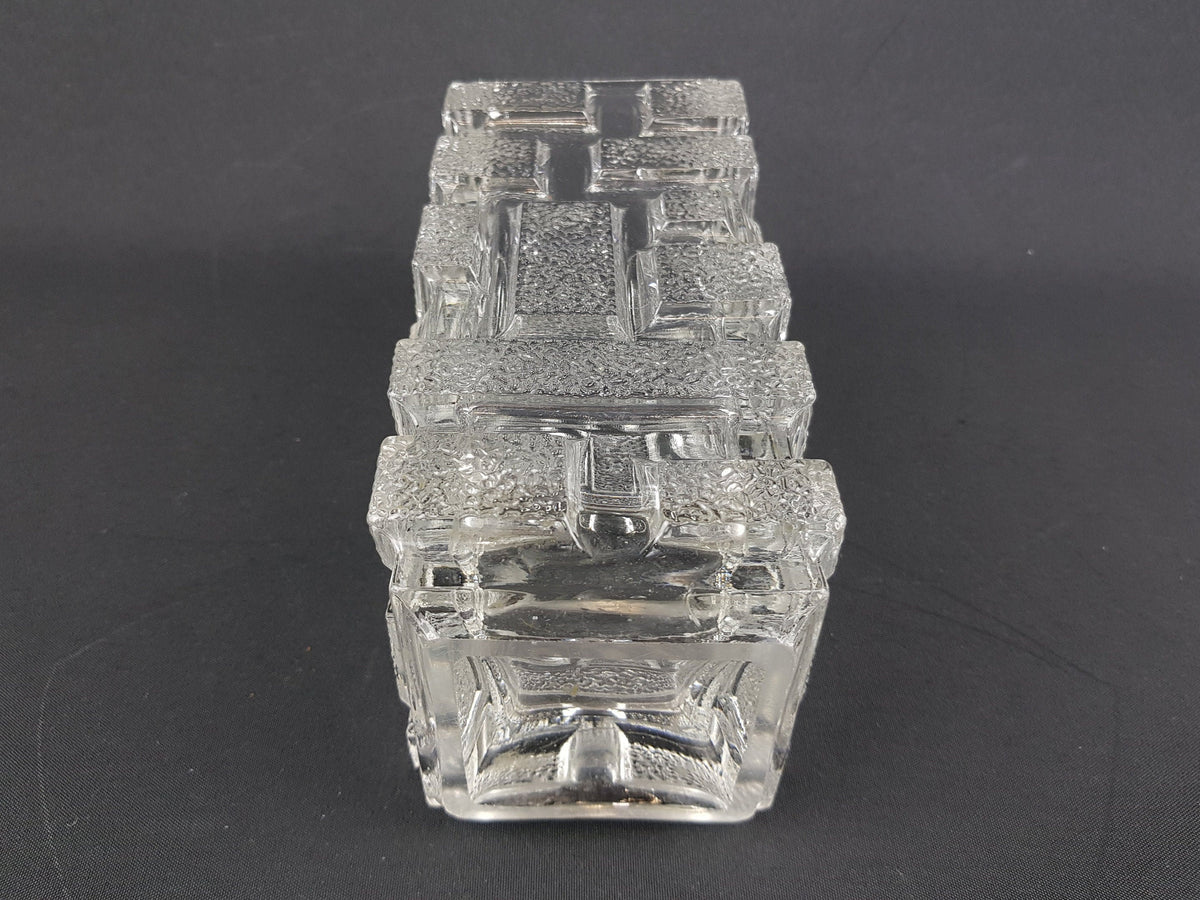 Vintage RUDOLFOVA HUŤ Brickwork Glass Vase by Jiří Zejmon Sklo Union Czechoslovakia 1969