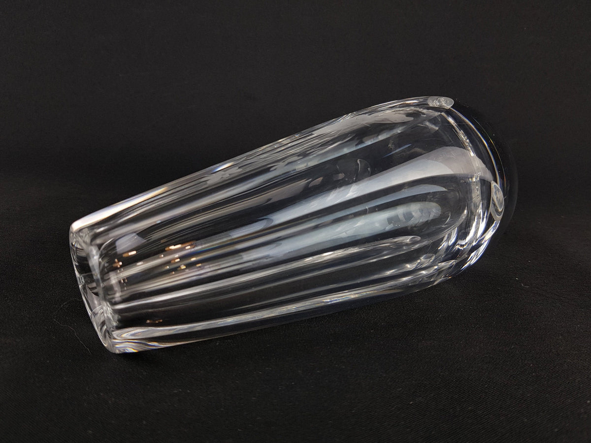 Vintage ORREFORS Clear Vase With Engraved Butterfly Decor From Sweden Scandinavia 1960 1970s