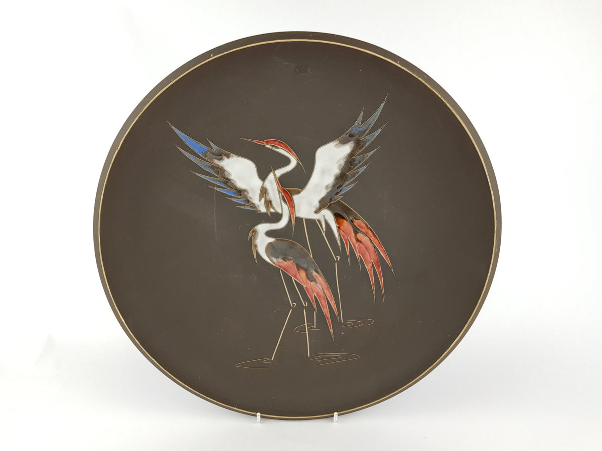 Vintage ARNO KIECHLE KERAMIK Engobe Wall Plate with Heron Decor 430 West German Pottery 1970s
