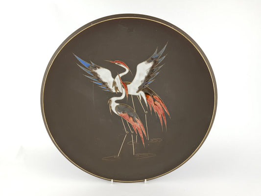 Vintage ARNO KIECHLE KERAMIK Engobe Wall Plate with Heron Decor 430 West German Pottery 1970s