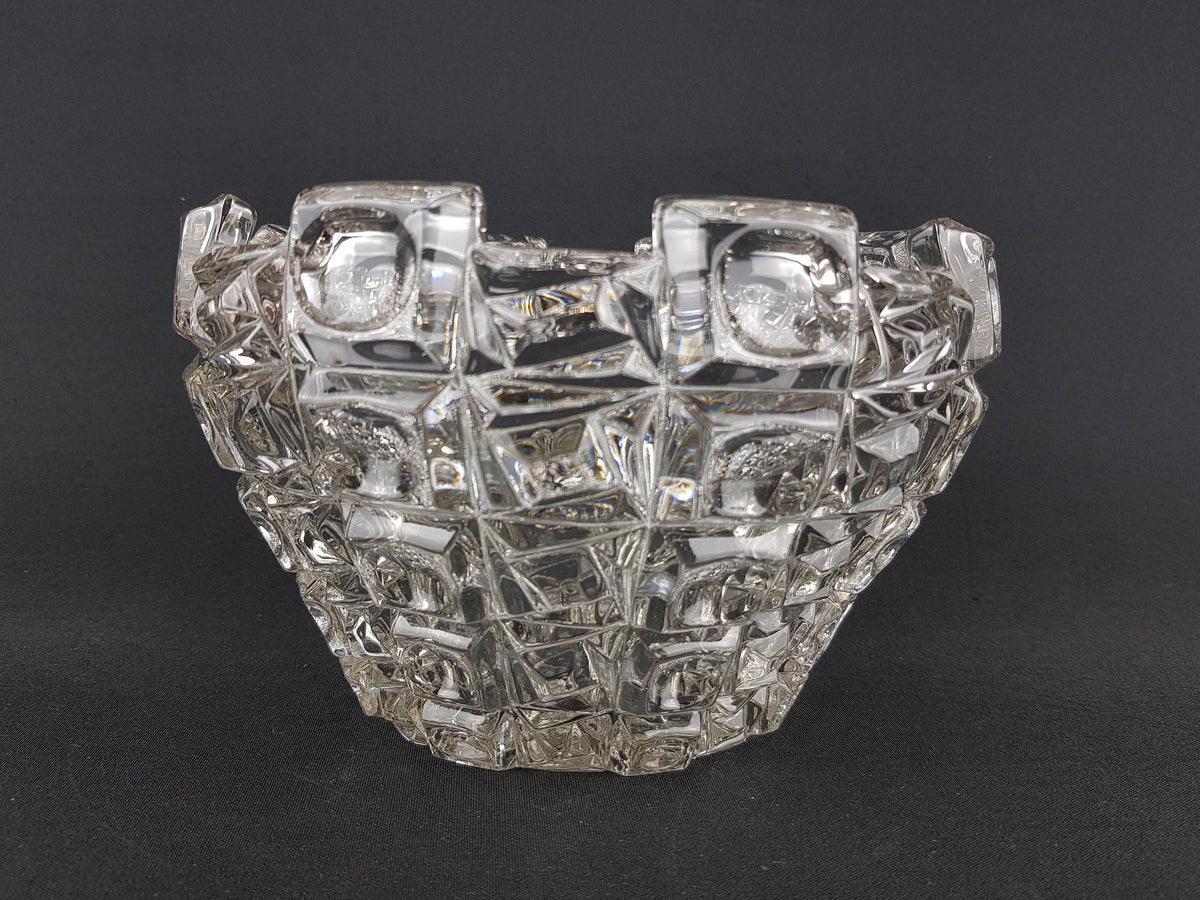 Vintage Clear ROYAL BOHEMIA Cut Glass Fruit Bowl Czech Republic 1960s 1970s Sklo Union