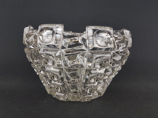 Vintage Clear ROYAL BOHEMIA Cut Glass Fruit Bowl Czech Republic 1960s 1970s Sklo Union