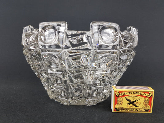 Vintage Clear ROYAL BOHEMIA Cut Glass Fruit Bowl Czech Republic 1960s 1970s Sklo Union
