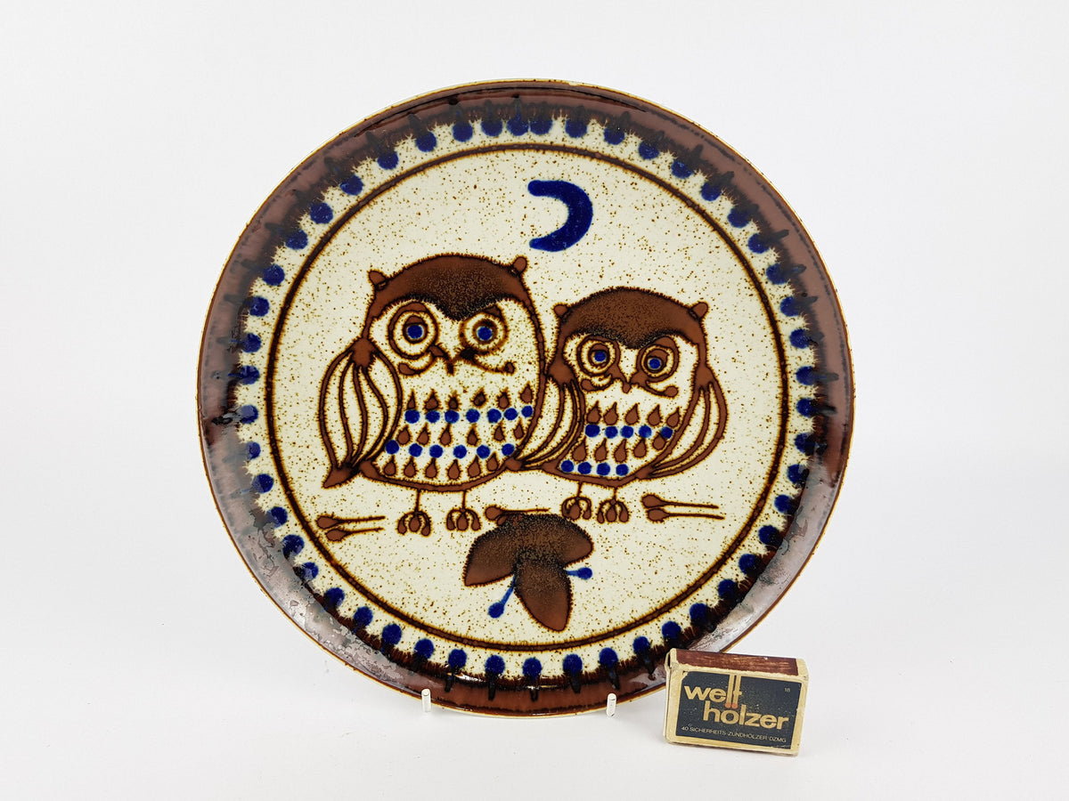 Vintage Topferei MASSEMUHLE Neustadt/Coburg Wall plate With Owl Decor by EUGEN WAGNER West German Pottery 1960s 1970s