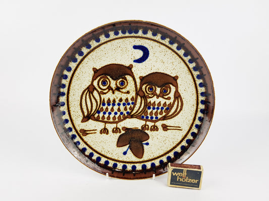 Vintage Topferei MASSEMUHLE Neustadt/Coburg Wall plate With Owl Decor by EUGEN WAGNER West German Pottery 1960s 1970s