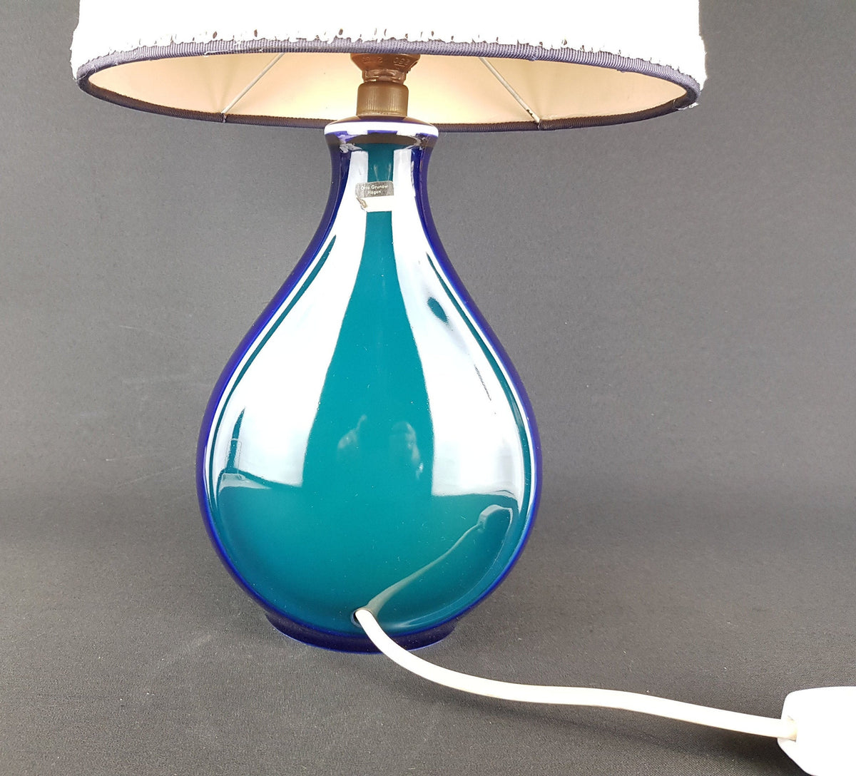 Vintage Blue and Green ALBOTH + KAISER PORZELLAN Porcelain Table Lamp West German Pottery