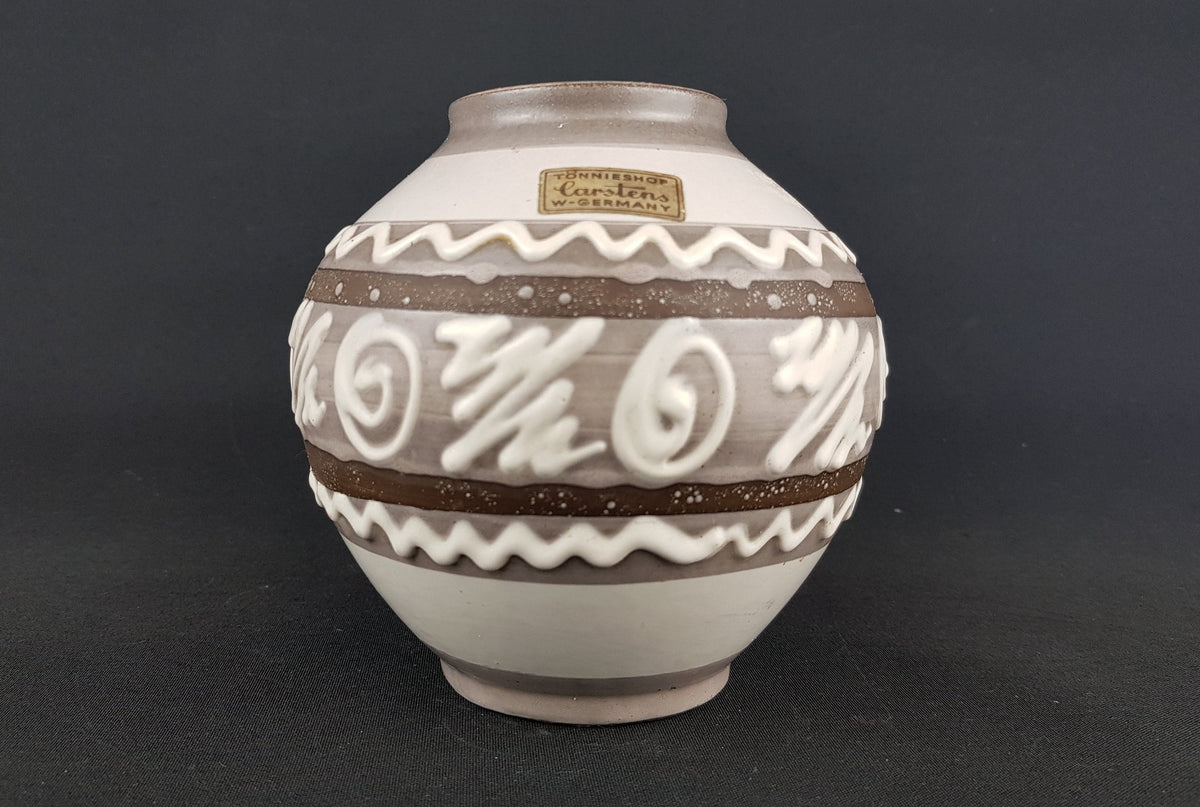 Vintage Gray CARSTENS KERAMIK Ball Vase 652/13 West German Pottery 1960s