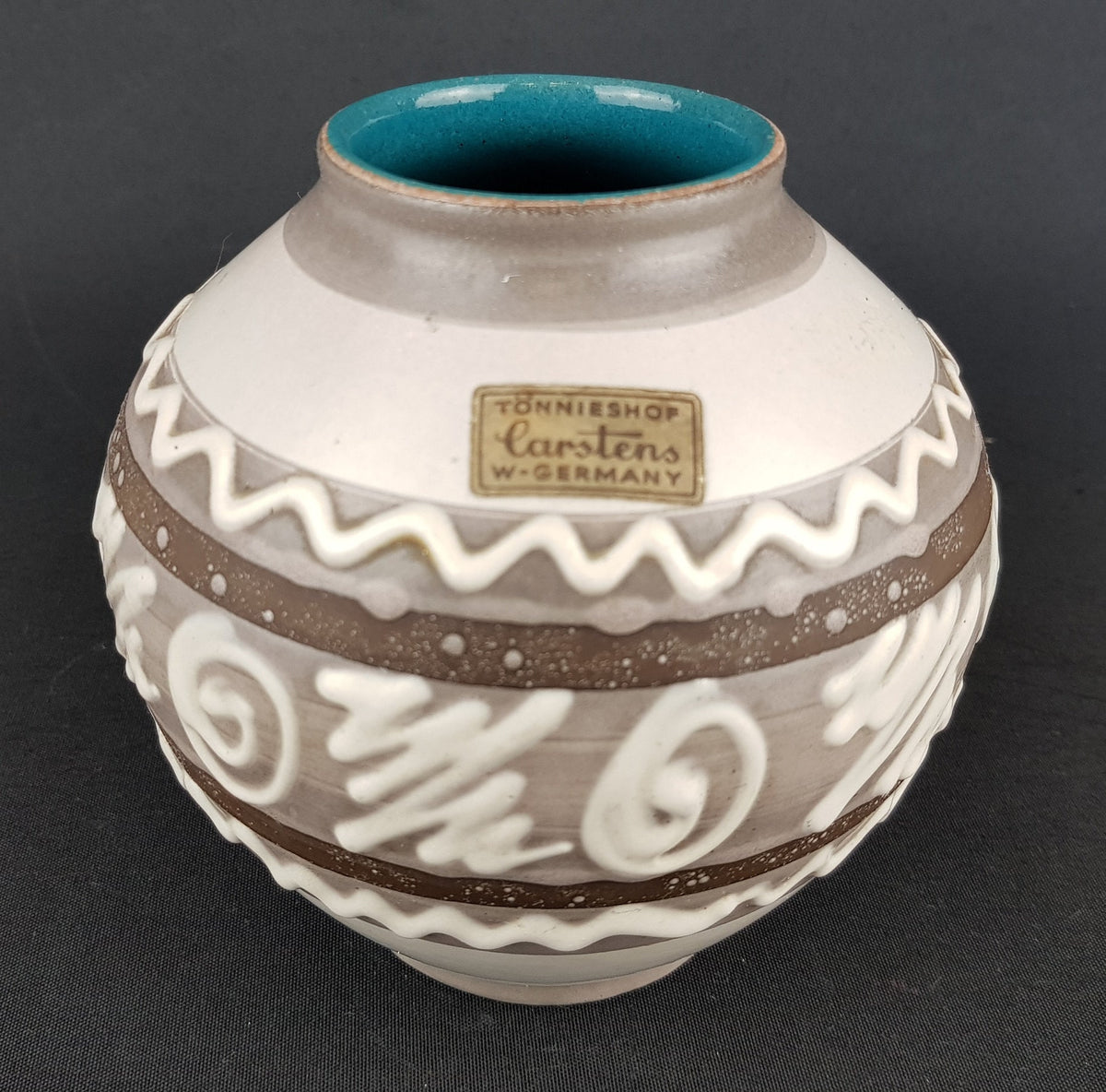 Vintage Gray CARSTENS KERAMIK Ball Vase 652/13 West German Pottery 1960s