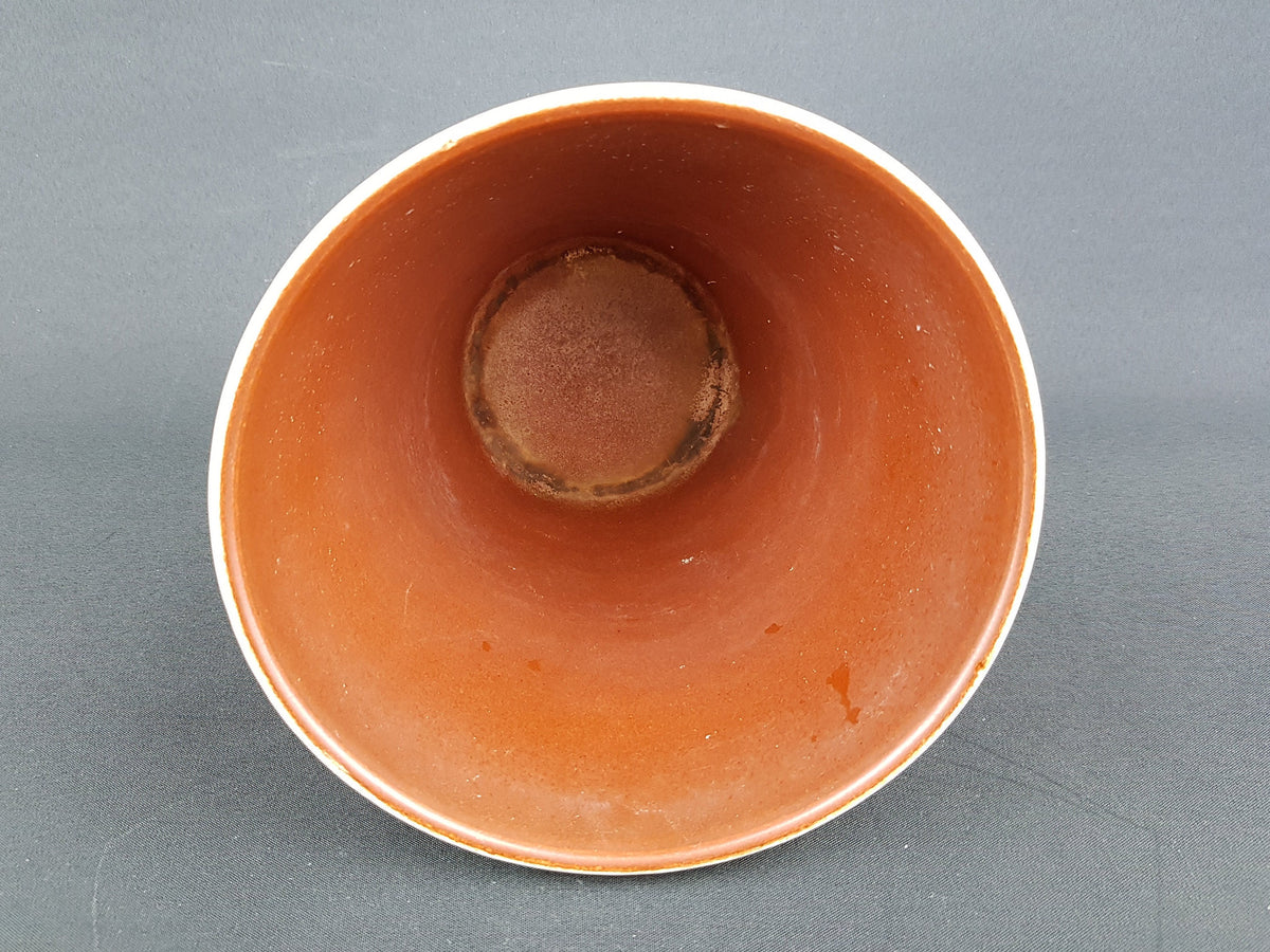Vintage UBELACKER (Ü-KERAMIK) Beige and Brown Planter Flower Pot 115 West German Pottery 1950s