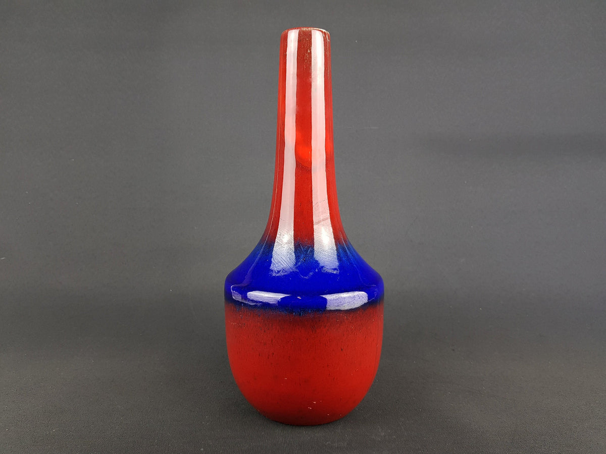 Vintage SCHLOSSBERG KERAMIK Red and Blue Stylish Vase West German Pottery 1960s 1970s