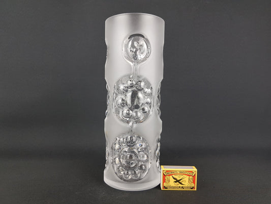 Vintage Cylinder PEILL UND PUTZLER Frosted Glass Vase West Germany 1960s 1970s