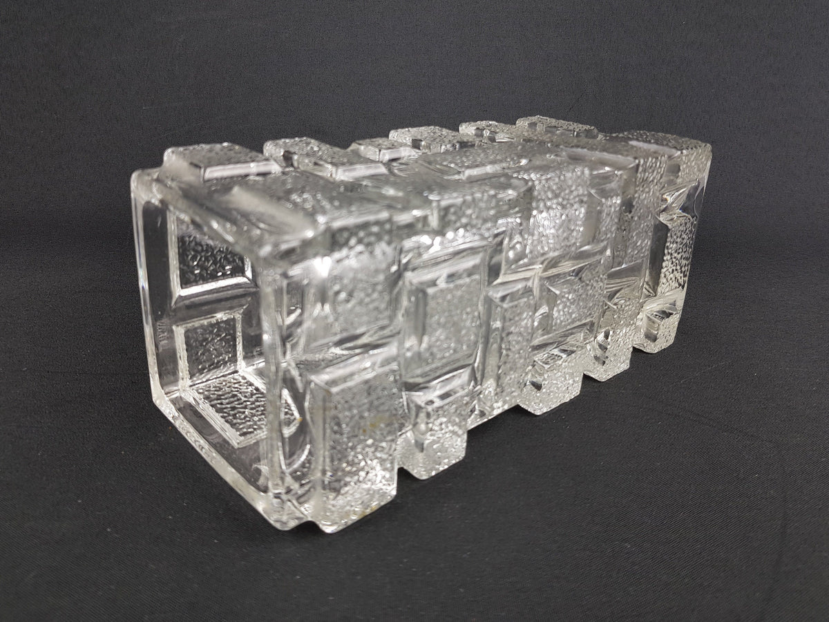 Vintage RUDOLFOVA HUŤ Brickwork Glass Vase by Jiří Zejmon Sklo Union Czechoslovakia 1969